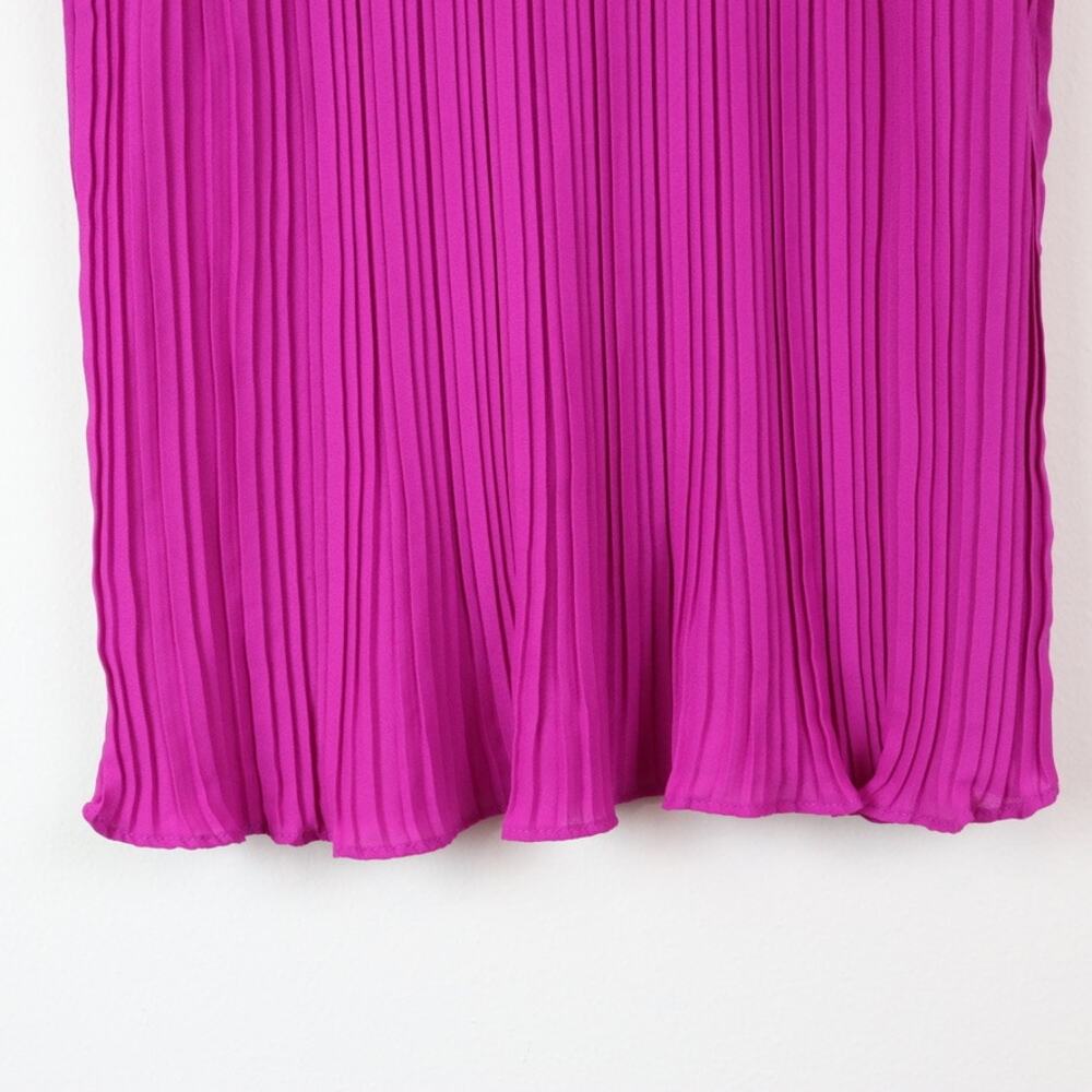 Adrianna Papell Size XS Sleeveless Pleated Blouse Keyhole Fuchsia Pink - Picture 5 of 9